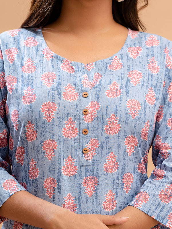 Floral Printed Pure Cotton Kurti