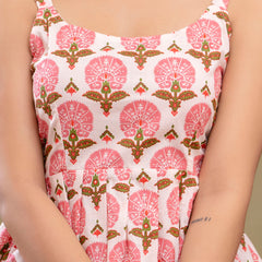 Floral Print Cotton Peplum Top