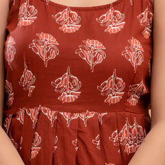 Floral Print Cotton Peplum Top