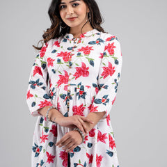 Women Flared White Designer Short Kurti