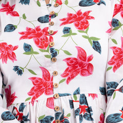 Women Flared White Designer Short Kurti