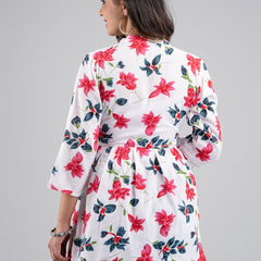 Women Flared White Designer Short Kurti