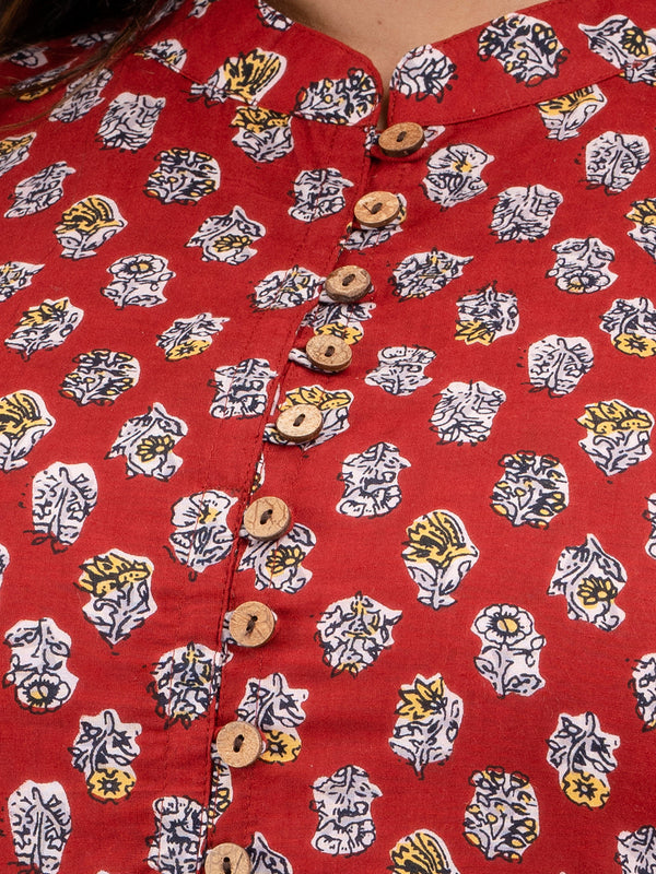 Women Flared Red Designer Short Kurti