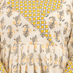 Women Collared Pattern Printed Flared Kurti
