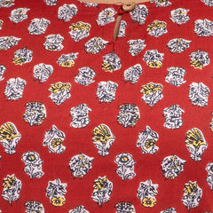 Women Printed Red Straight Fit Short Kurti