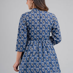 Women Flared Blue Designer Short Kurti