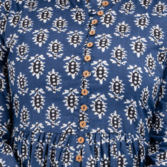 Women Flared Blue Designer Short Kurti