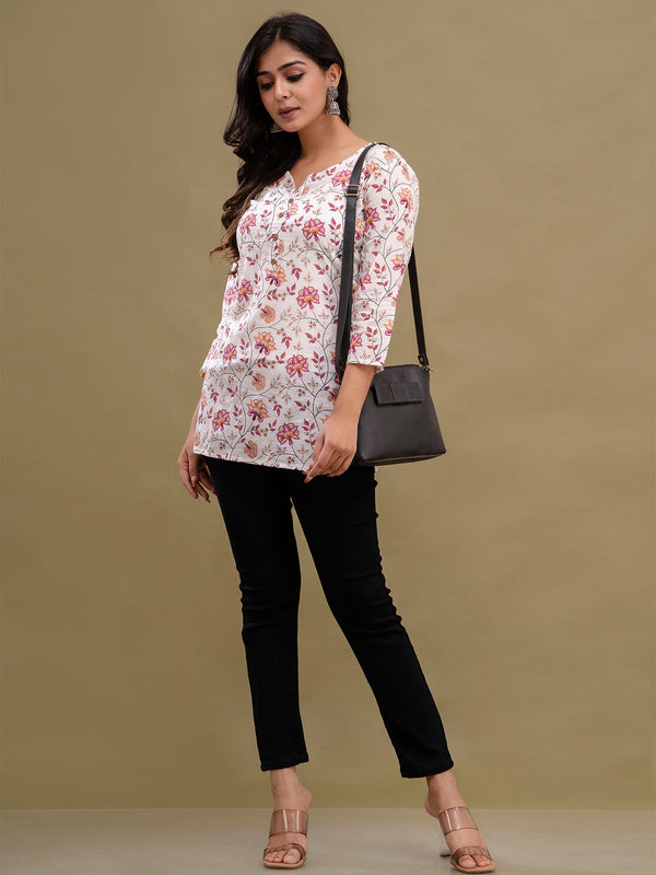 Floral Printed Pure Cotton Kurti