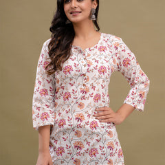 Floral Printed Pure Cotton Kurti