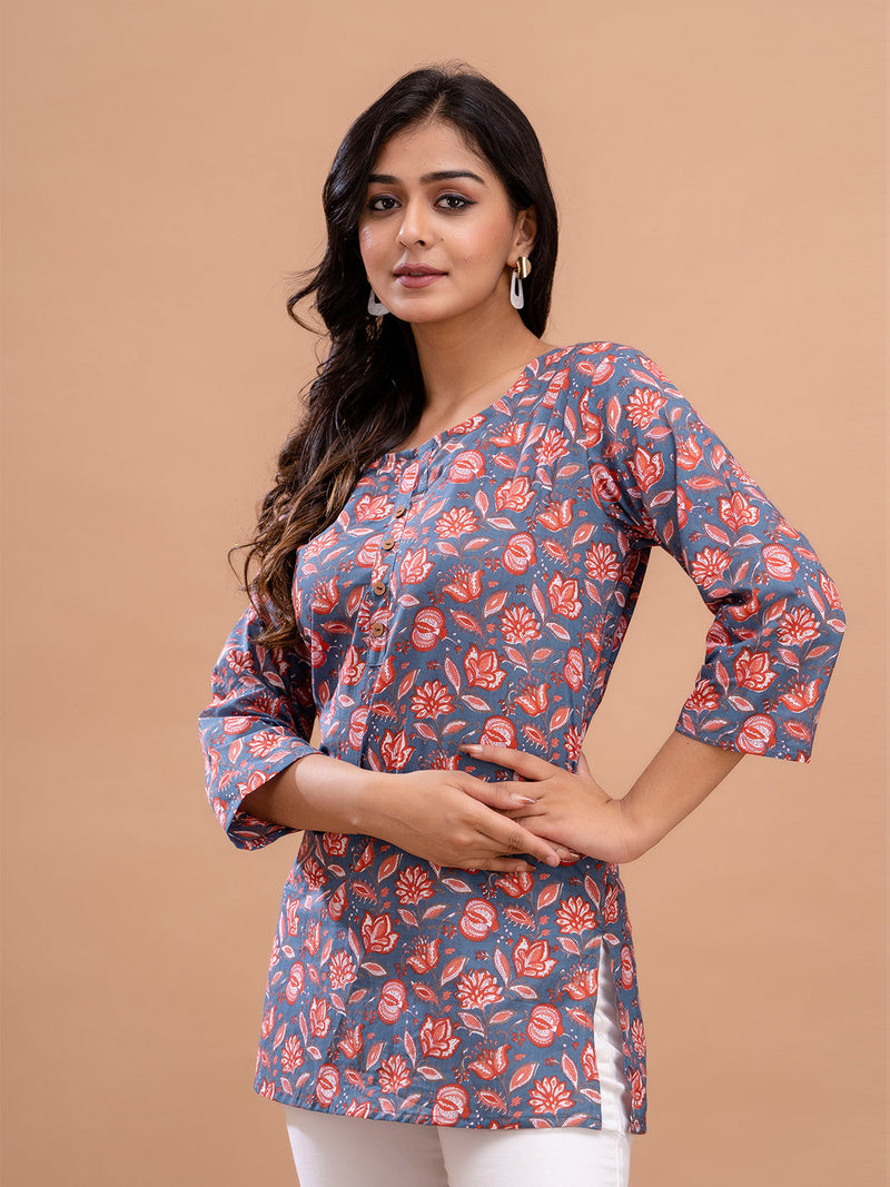 Floral Printed Pure Cotton Kurti