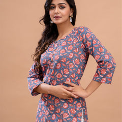 Floral Printed Pure Cotton Kurti