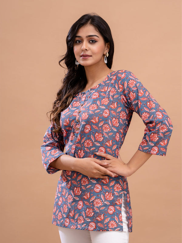 Floral Printed Pure Cotton Kurti