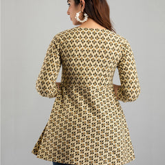 Cotton Printed Beige Short Tunic