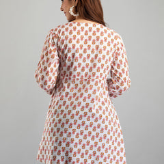 Cotton Printed White Short Tunic