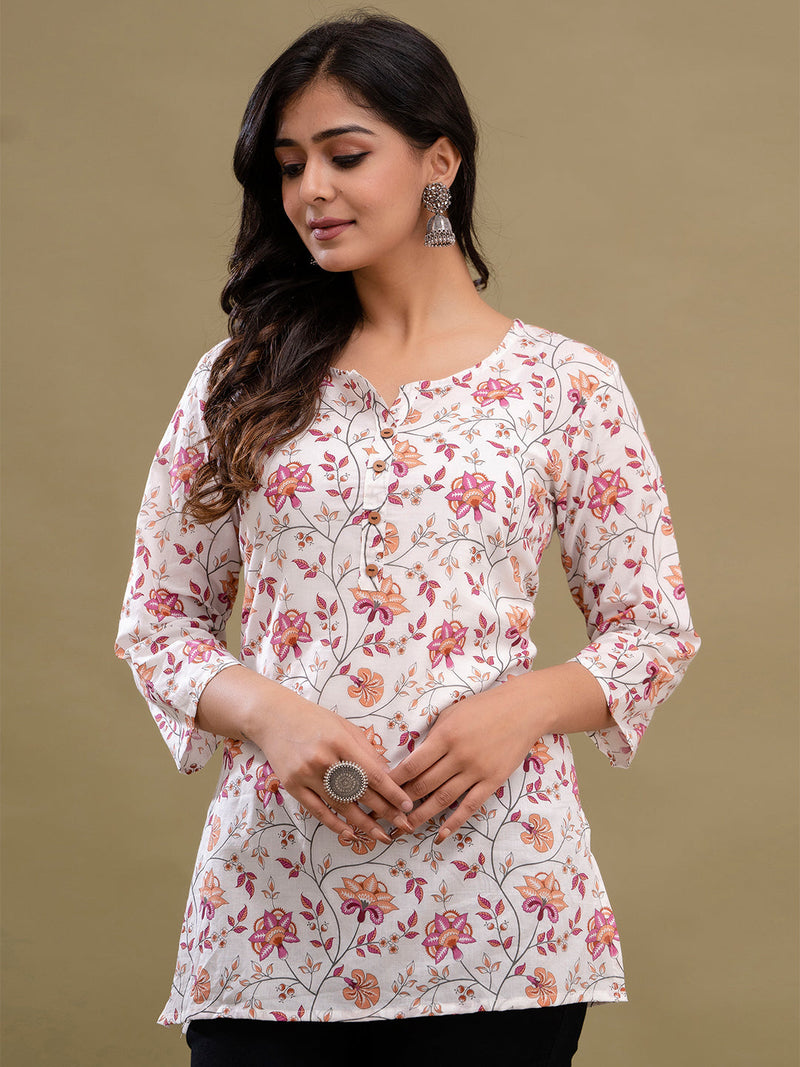Floral Printed Pure Cotton Kurti