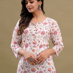 Floral Printed Pure Cotton Kurti