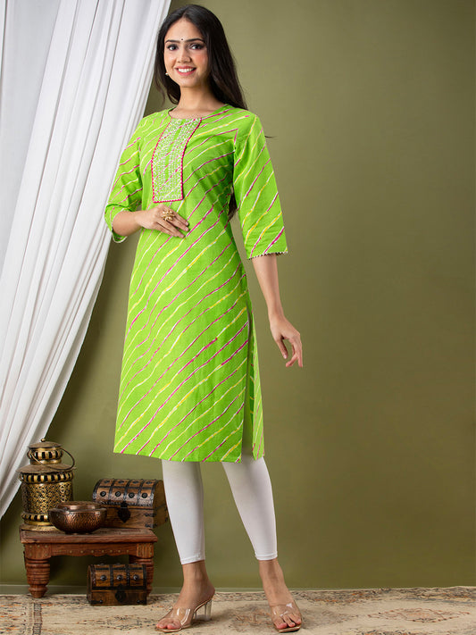 Leheriya Printed Thread Work Kurta FRKT6170