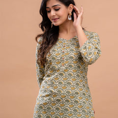Floral Printed Pure Cotton Kurti