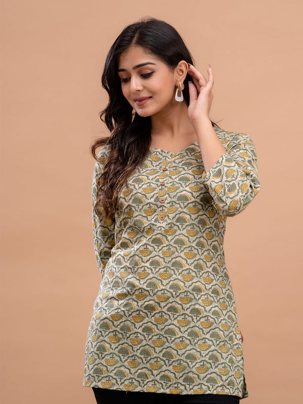 Floral Printed Pure Cotton Kurti
