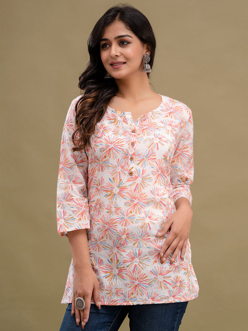 Floral Printed Pure Cotton Kurti