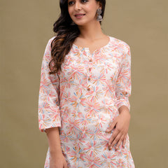 Floral Printed Pure Cotton Kurti