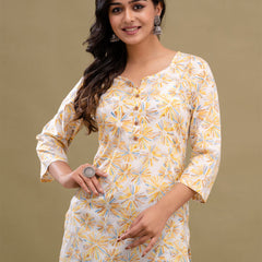Floral Printed Pure Cotton Kurti
