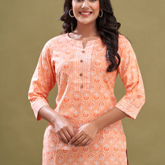 Women Cotton Printed Short Kurti