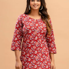 Floral Printed Pure Cotton Kurti