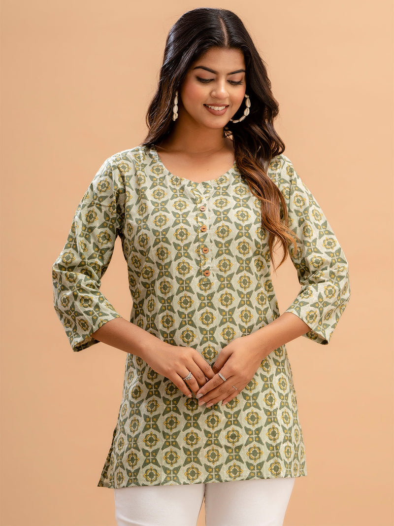 Floral Printed Pure Cotton Kurti