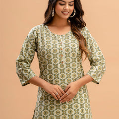 Floral Printed Pure Cotton Kurti