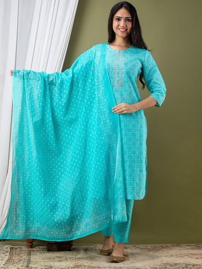 Women Kurta Pant Dupatta Set FRKT6731