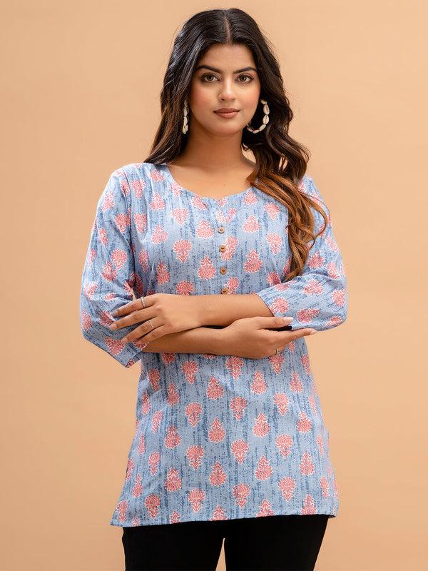 Floral Printed Pure Cotton Kurti
