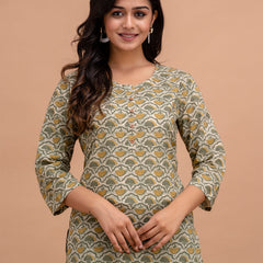 Floral Printed Pure Cotton Kurti