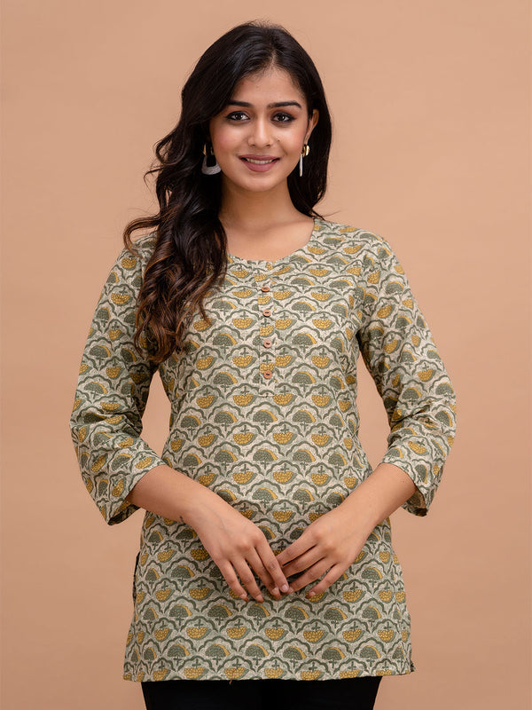 Floral Printed Pure Cotton Kurti