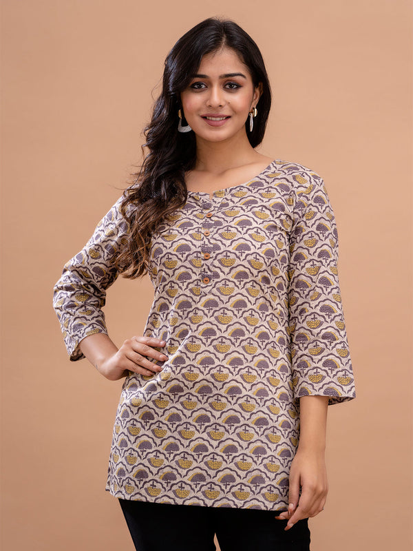 Floral Printed Pure Cotton Kurti