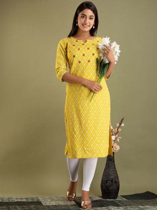 Leheriya Printed Thread Work Kurta FRKT6167