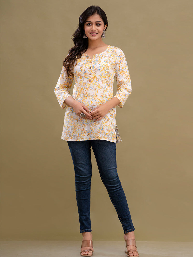Floral Printed Pure Cotton Kurti