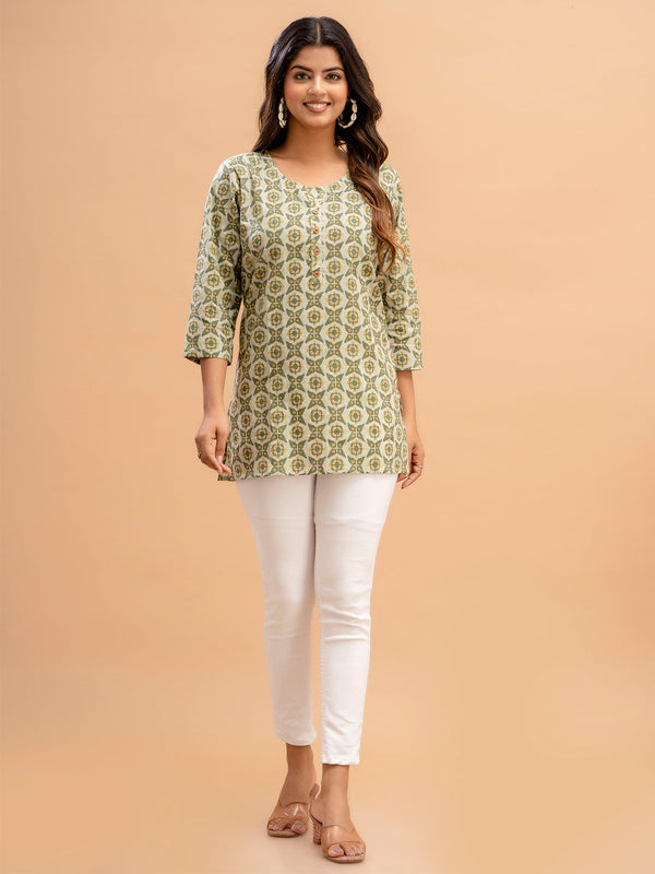 Floral Printed Pure Cotton Kurti