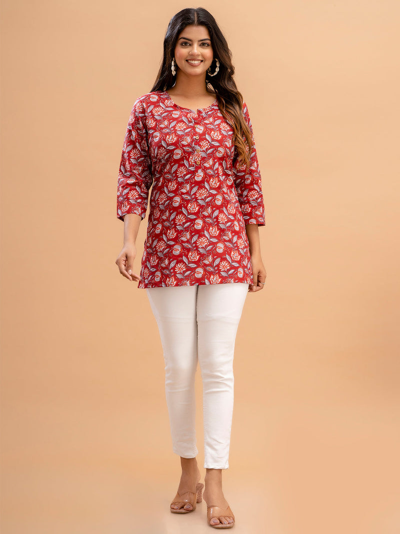Floral Printed Pure Cotton Kurti