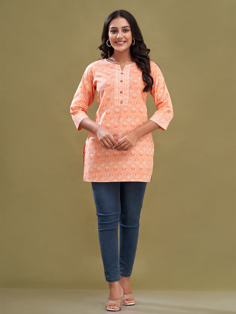 Women Cotton Printed Short Kurti