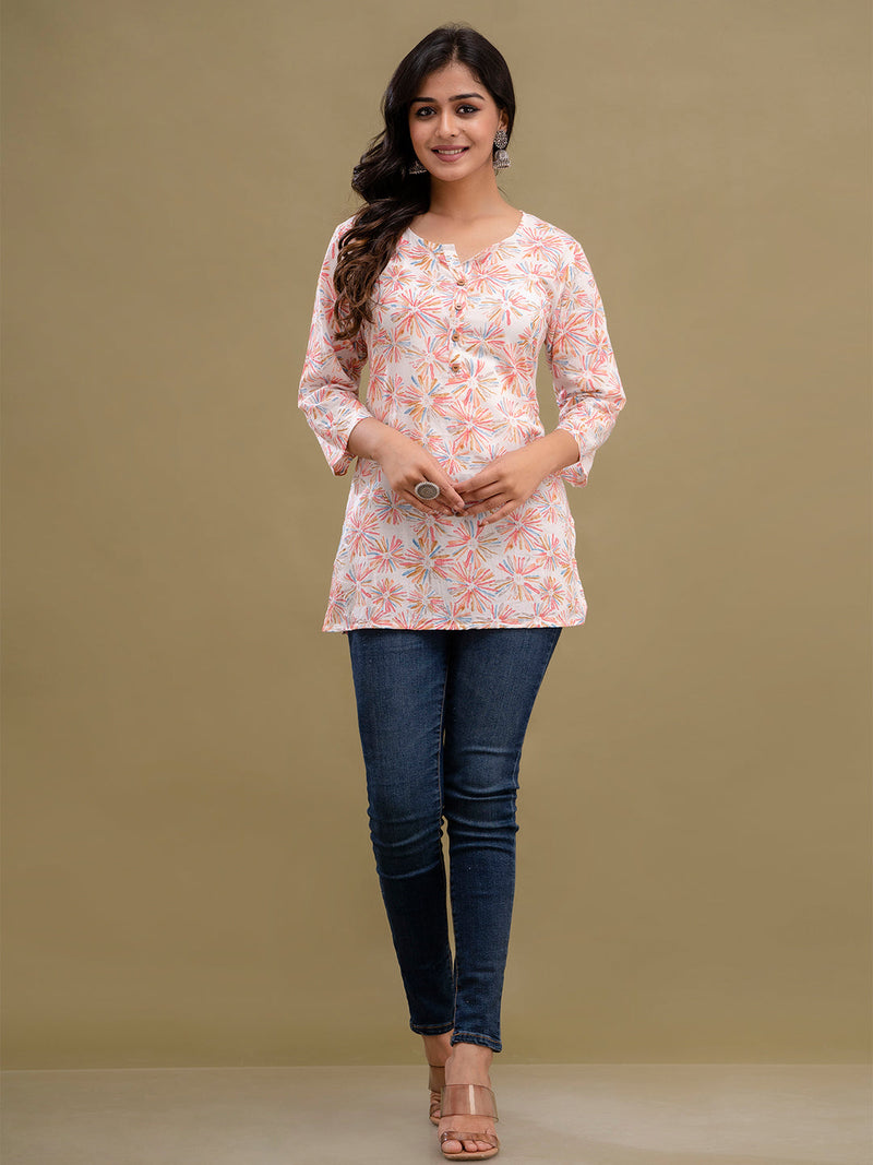 Floral Printed Pure Cotton Kurti
