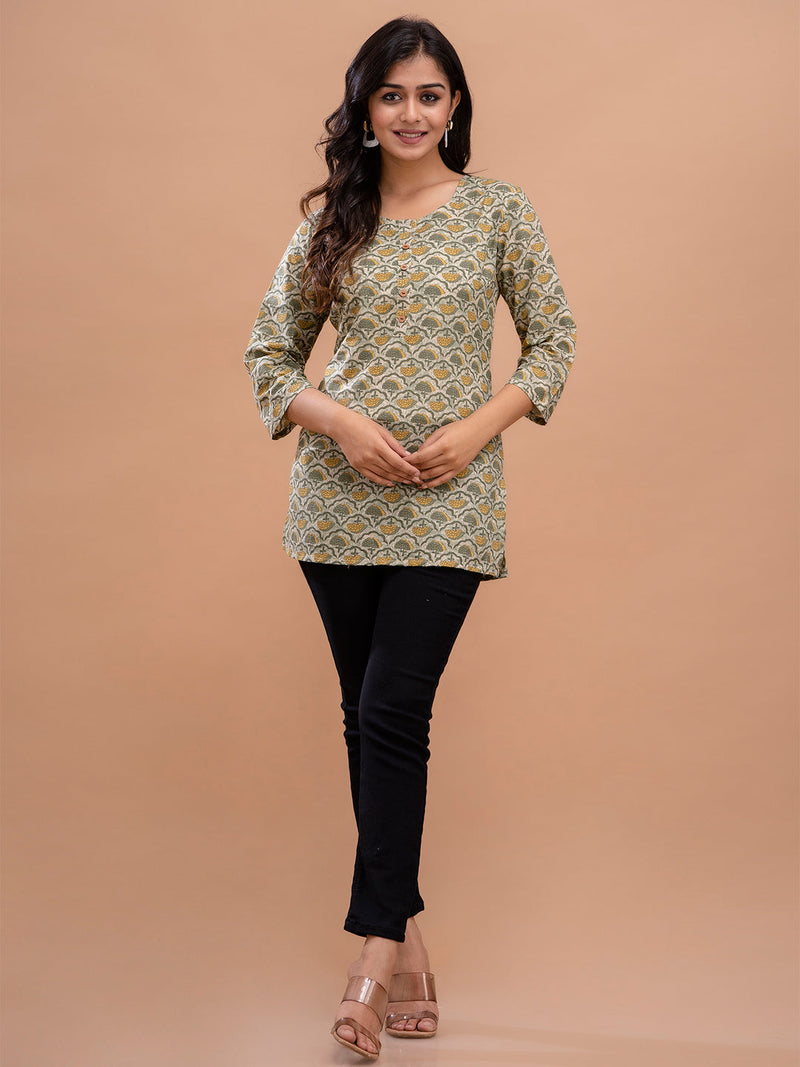 Floral Printed Pure Cotton Kurti