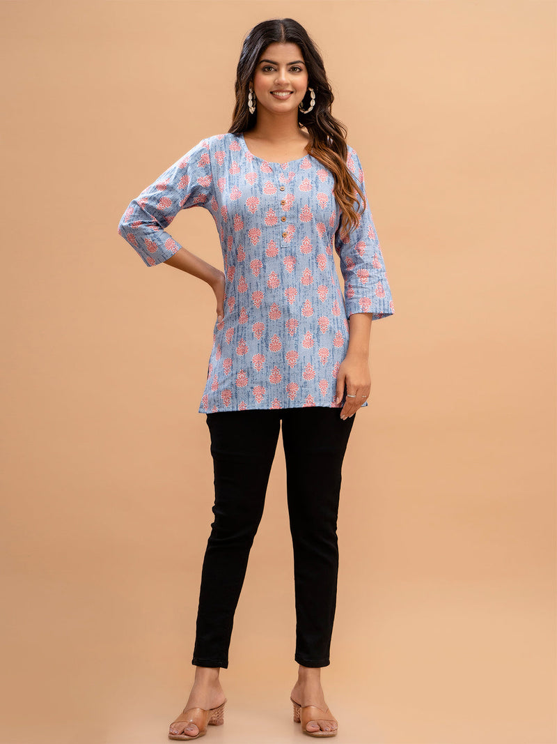Floral Printed Pure Cotton Kurti