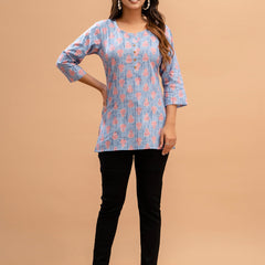 Floral Printed Pure Cotton Kurti