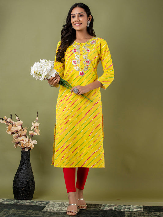 Leheriya Printed Thread Work Kurta FRKT6171