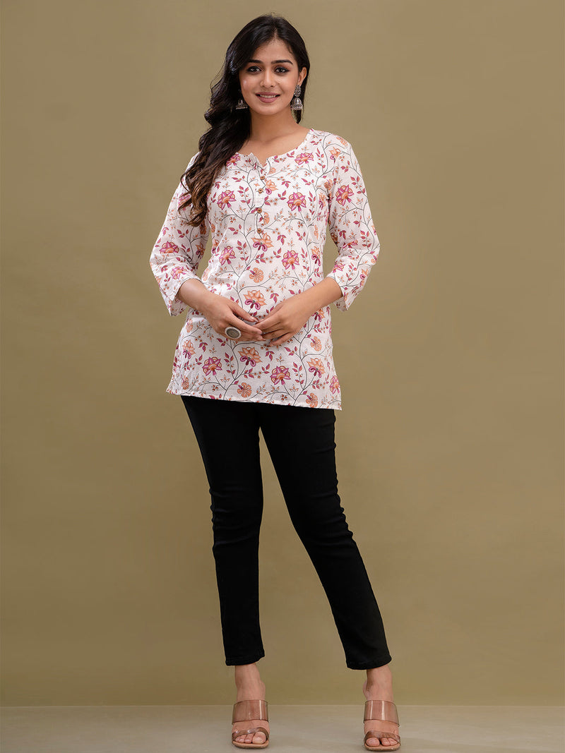 Floral Printed Pure Cotton Kurti