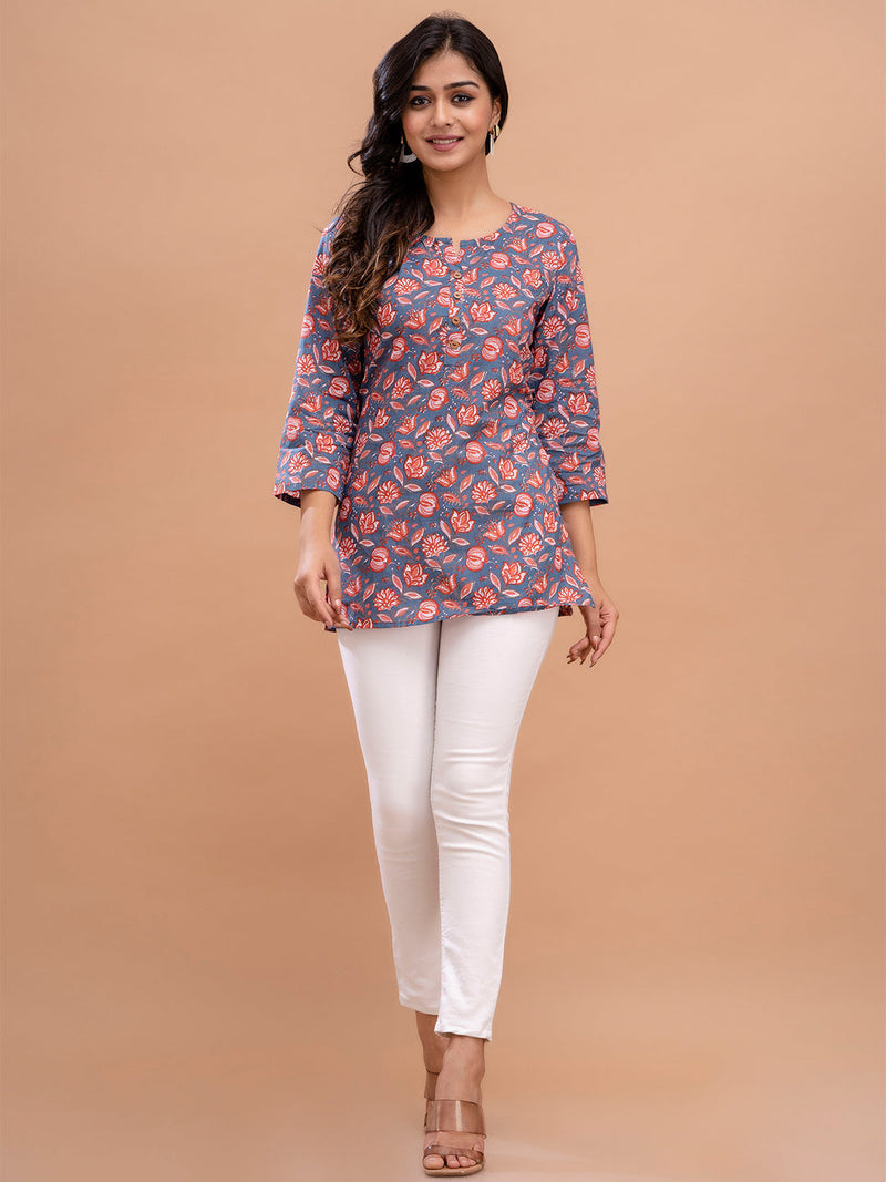Floral Printed Pure Cotton Kurti