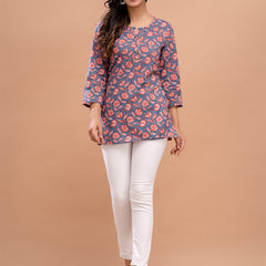 Floral Printed Pure Cotton Kurti