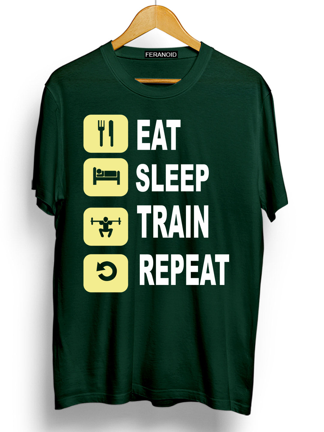 EATSLEEPTRAINREPEAT Green Half Sleeve T-Shirt
