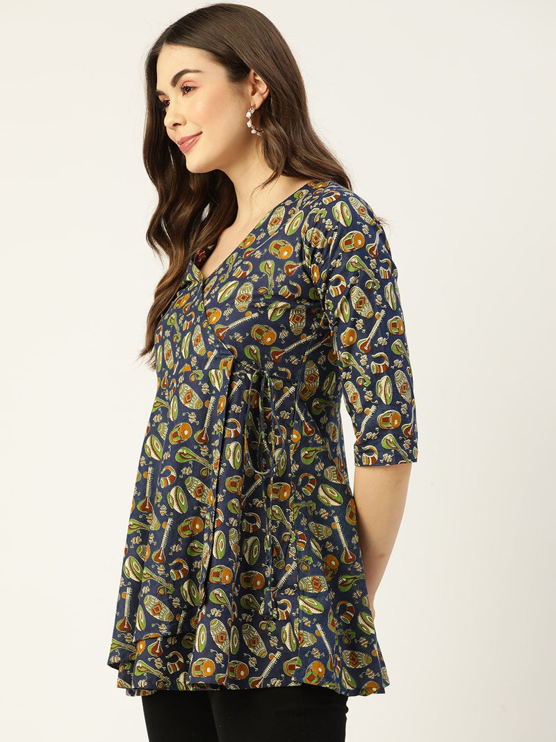 Cotton Printed Blue Short Tunic